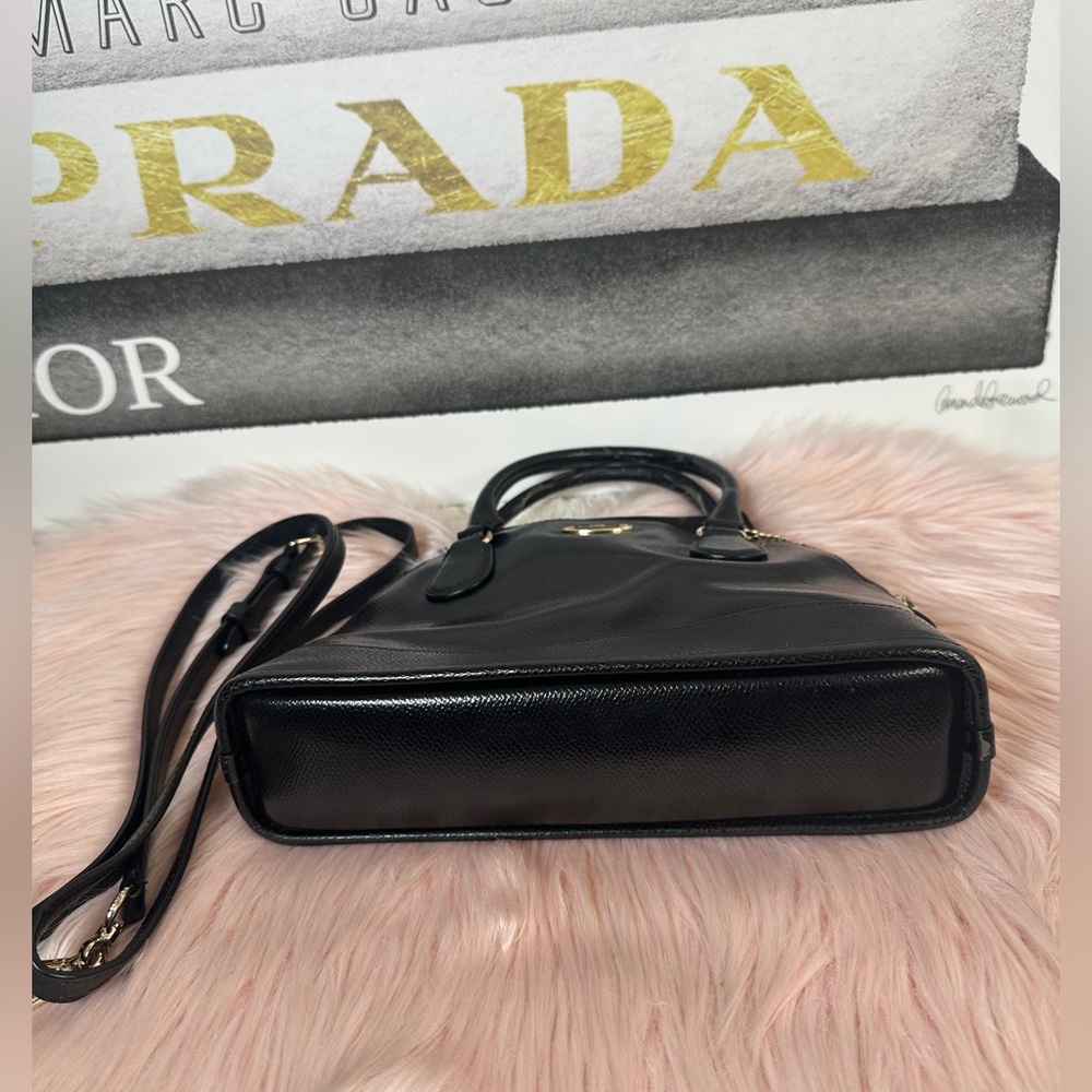 Coach Mini Dome Leather
Crossbody Satchel Bag in Black with Gold Accents - Picture 7 of 13